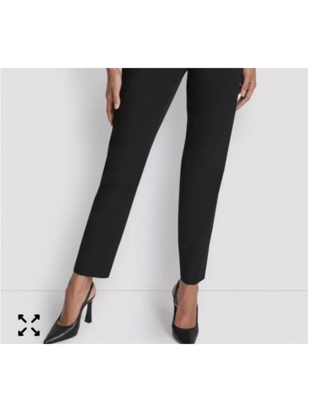 DKNY Black Ankle Slim Trousers, hidden side zipper.